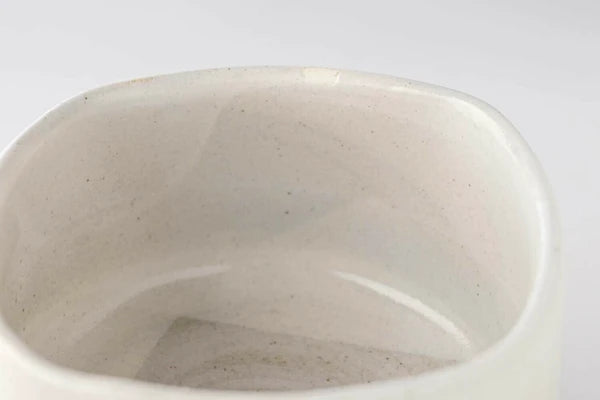 Ceramic Handmade Square Matcha Bowl | White | Seifu (Japan)