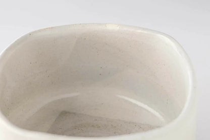 Ceramic Handmade Square Matcha Bowl | White | Seifu (Japan)