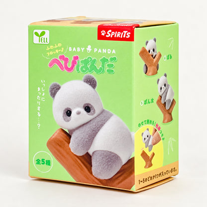 Fuzzy Baby Panda blind box by Yell – box and flocked panda figures