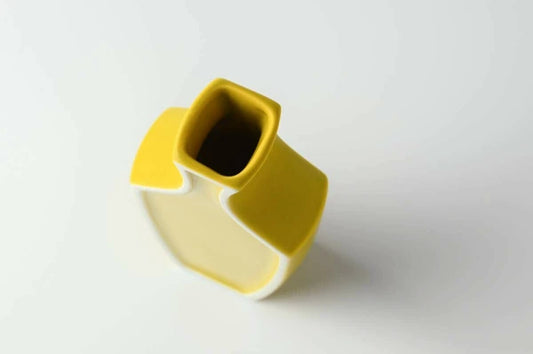 Ceramic Framed Flower Vase | Mustard | Oda Pottery (Japan)