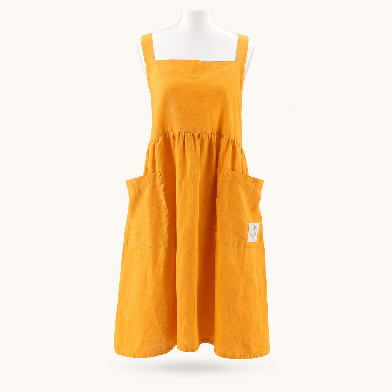 Cotton Cross Back Pleated Waist Apron | Fuji Trade (Japan)