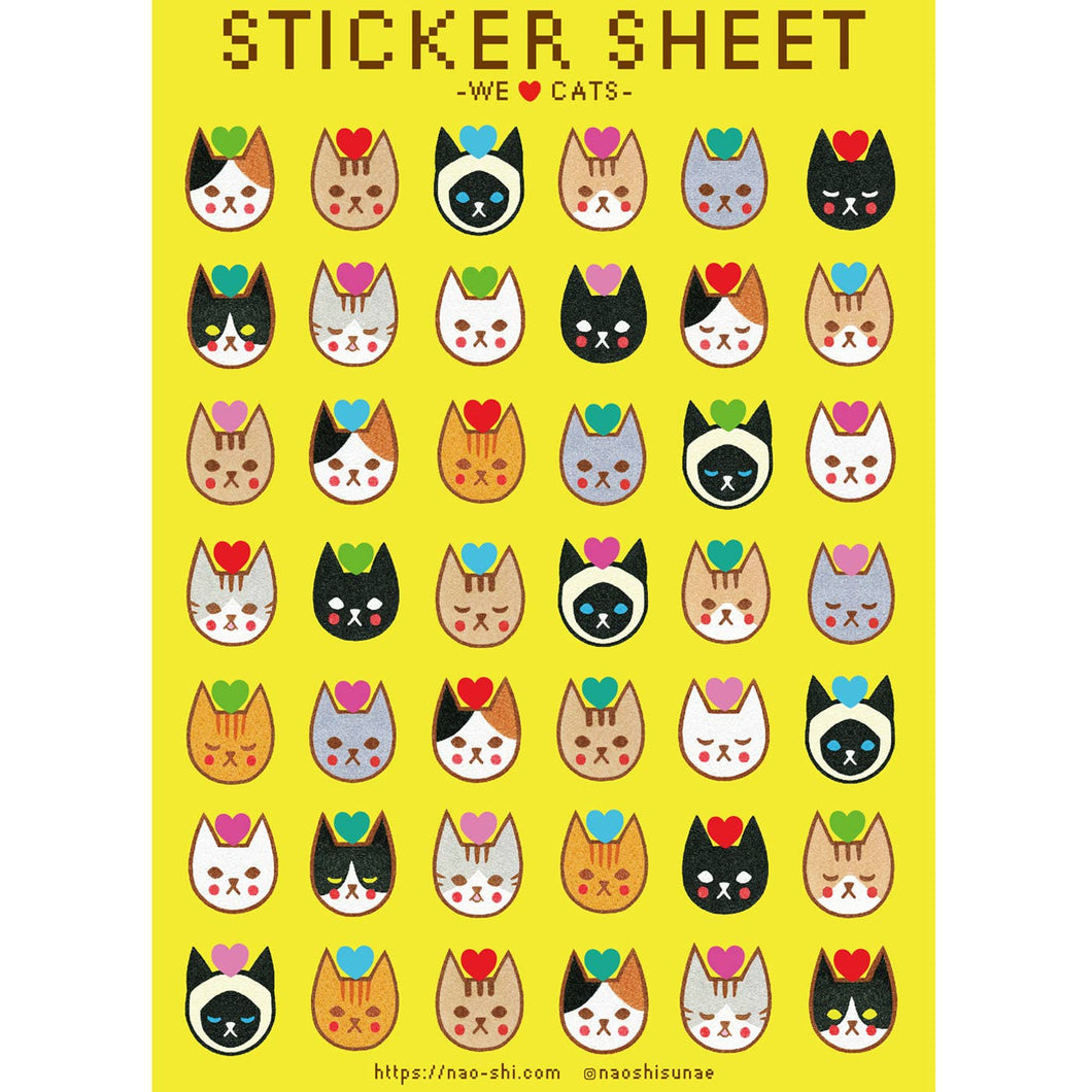 We Love Cats Sticker Sheet | Naoshi (CA)