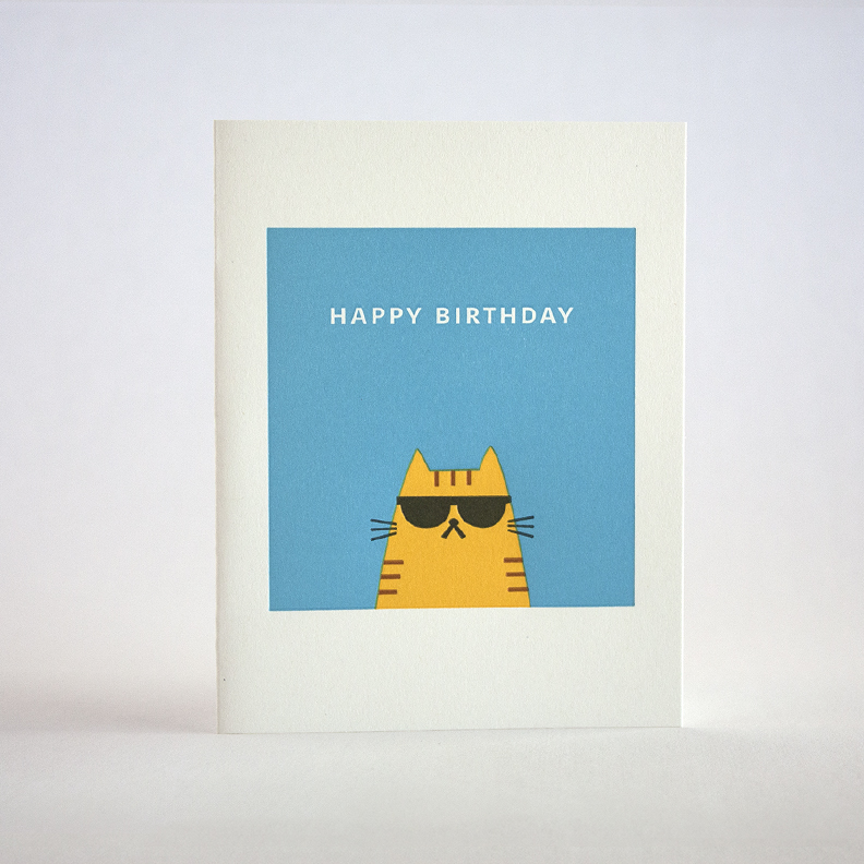 Birthday Cool Cat Letterpress Card by Fugu Fugu Press (CA) | A2