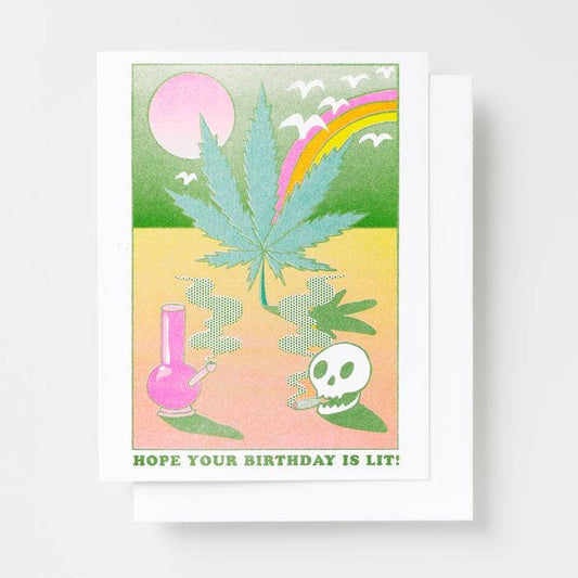 Lit Birthday Risograph Card | Yellow Owl Workshop (CA)