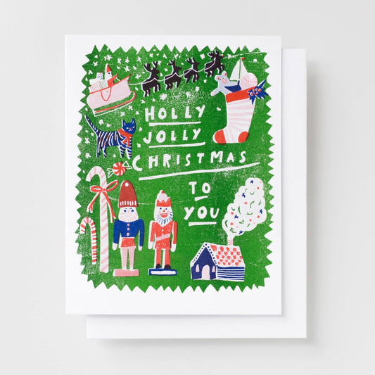 Holly Jolly Xmas Risograph Card | Yellow Owl Workshop (CA)