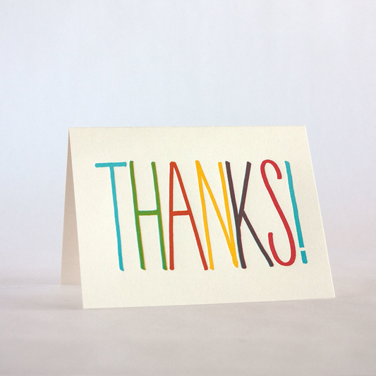 Rainbow Thanks Letterpress Card | Fugu Fugu Press (CA)