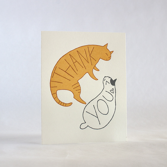 Thank You Cat Letterpress Card | Fugu Fugu (CA)