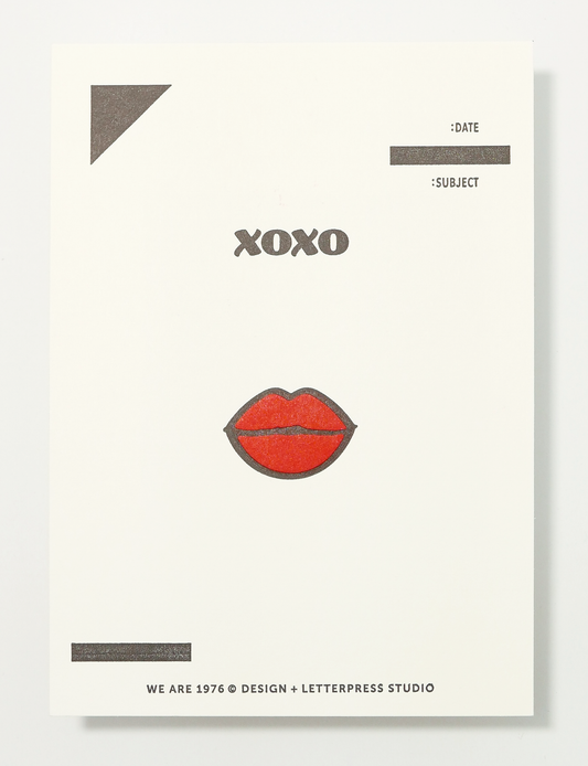 Hug Kiss Hug Kiss Letterpress Notecard