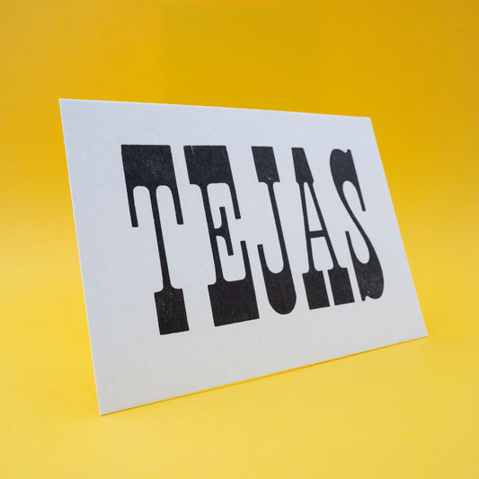 Tejas Typography Postcard