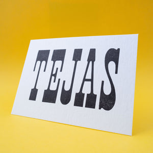 Tejas Typography Postcard