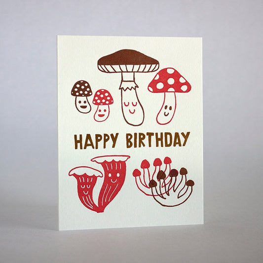 Birthday Mushrooms Letterpress Card | Fugu Fugu Press (CA)