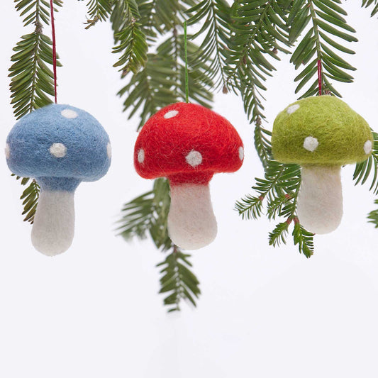 Mushrooms Wool Felt Ornaments