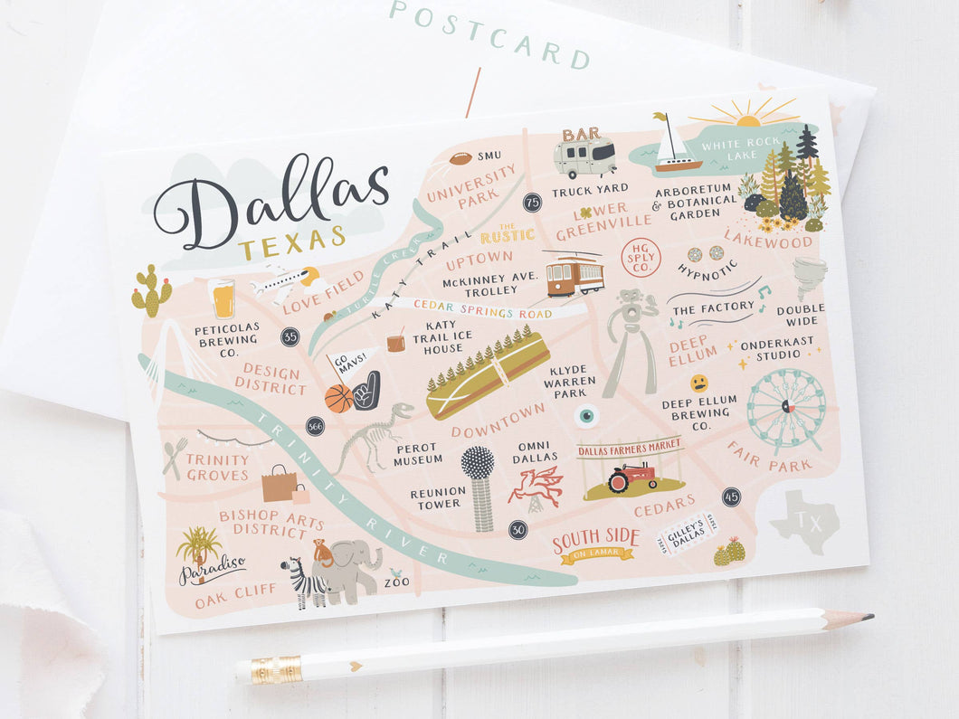 Dallas Map Postcard | Onderkast Studio (TX)