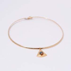 Vintage Stone & Hammered Triangle Pendant Collar