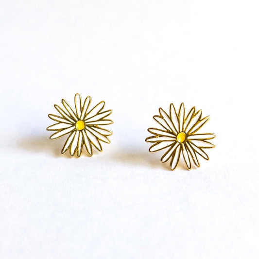 18k Gold Daisy Enamel Earrings | Jenny Lemons (CA)