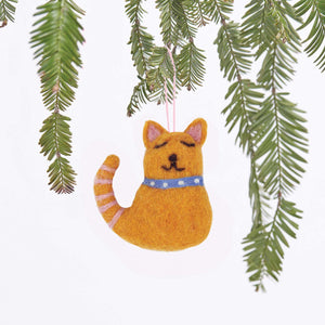 Orange Cat Wool Felt Ornament