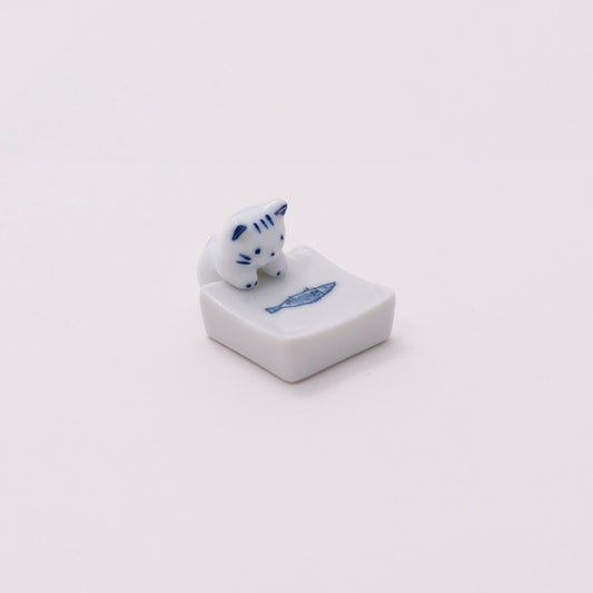 Ceramic Cat & Fish Chopstick Rest