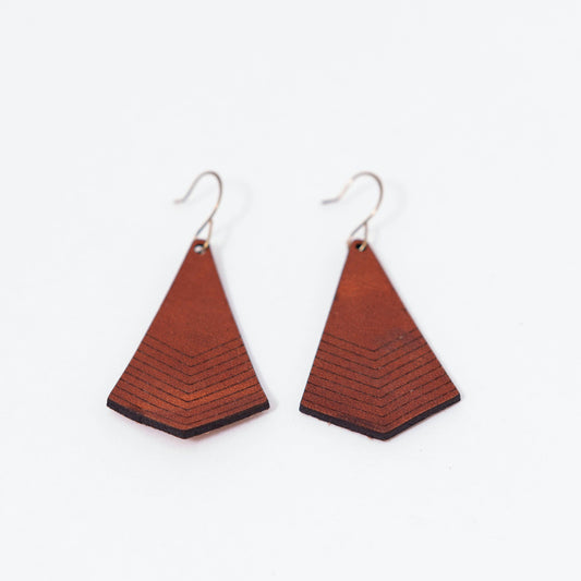 Handmade Leather Chevron Earrings