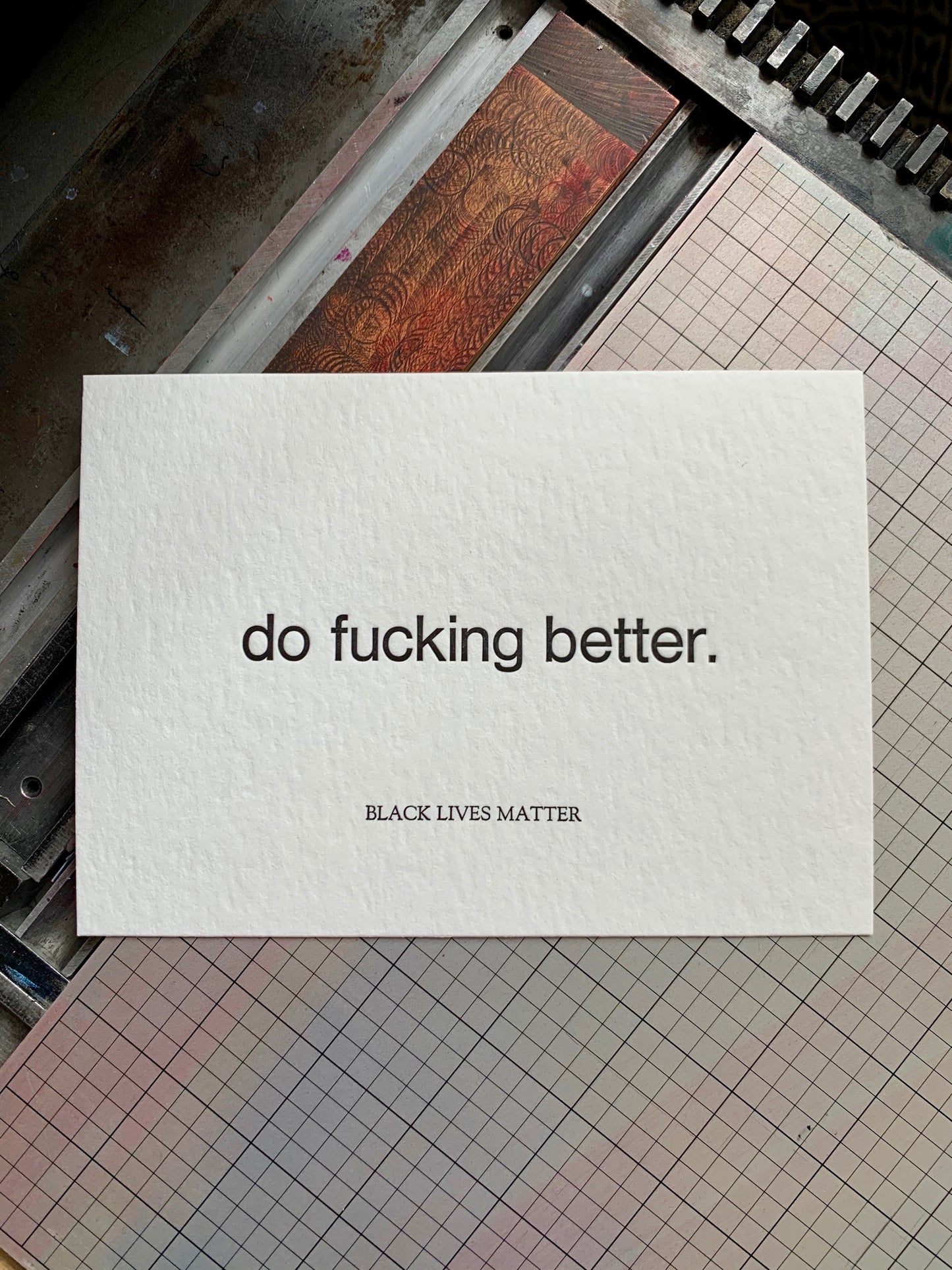 Do Better Black Lives Matter Letterpress Postcard