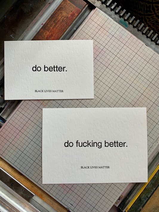 Do Better Black Lives Matter Letterpress Postcard
