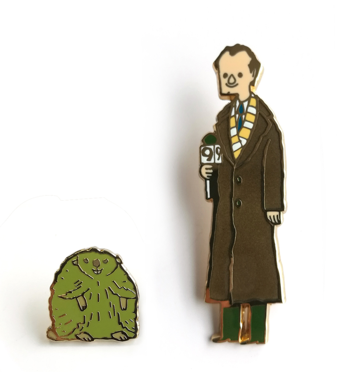 The Groundhog and the Newsperson Enamel Pin by Scott C.