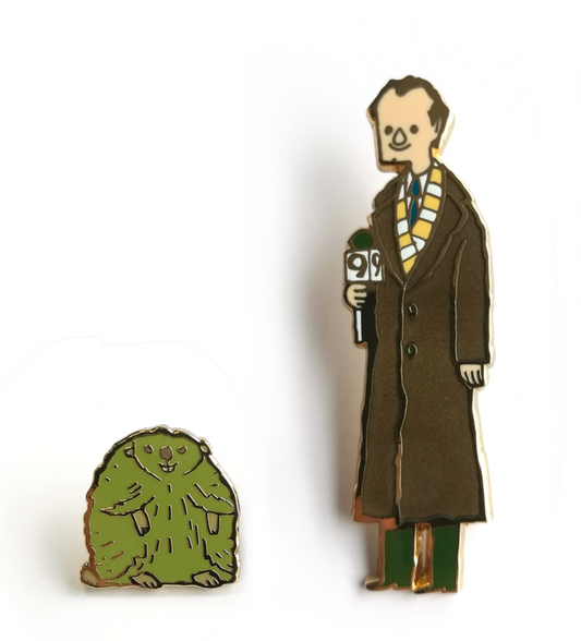 The Groundhog and the Newsperson Enamel Pin by Scott C.