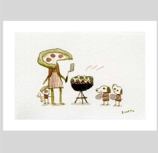 Grillin Pizza Head | Scott Campbell | 5x7