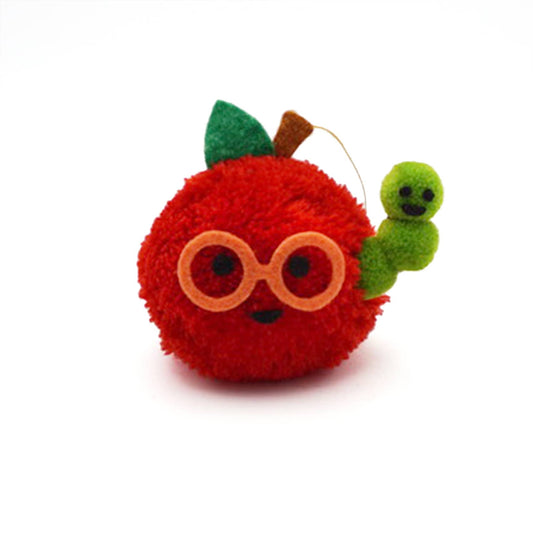 Apple and Worm Pom Pom Ornament | Lucky Horse Press (NJ)