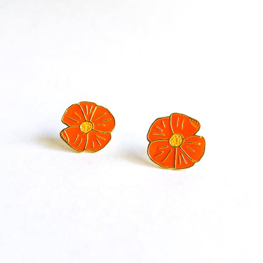 18k Gold Poppy Enamel Earrings | Jenny Lemons (CA)