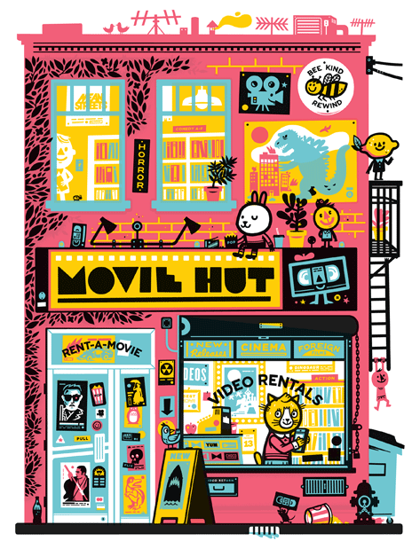 Movie Hut Screenprint | 18x24 |  Little Friends of Printmaking (CA)